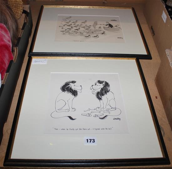 2 framed cartoons by Smilby